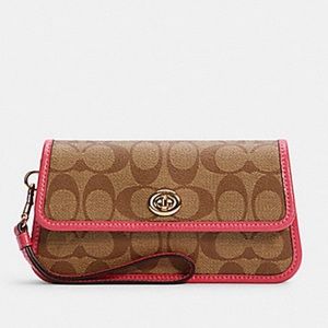 Coach Brown and Pink Clutch Wristlet